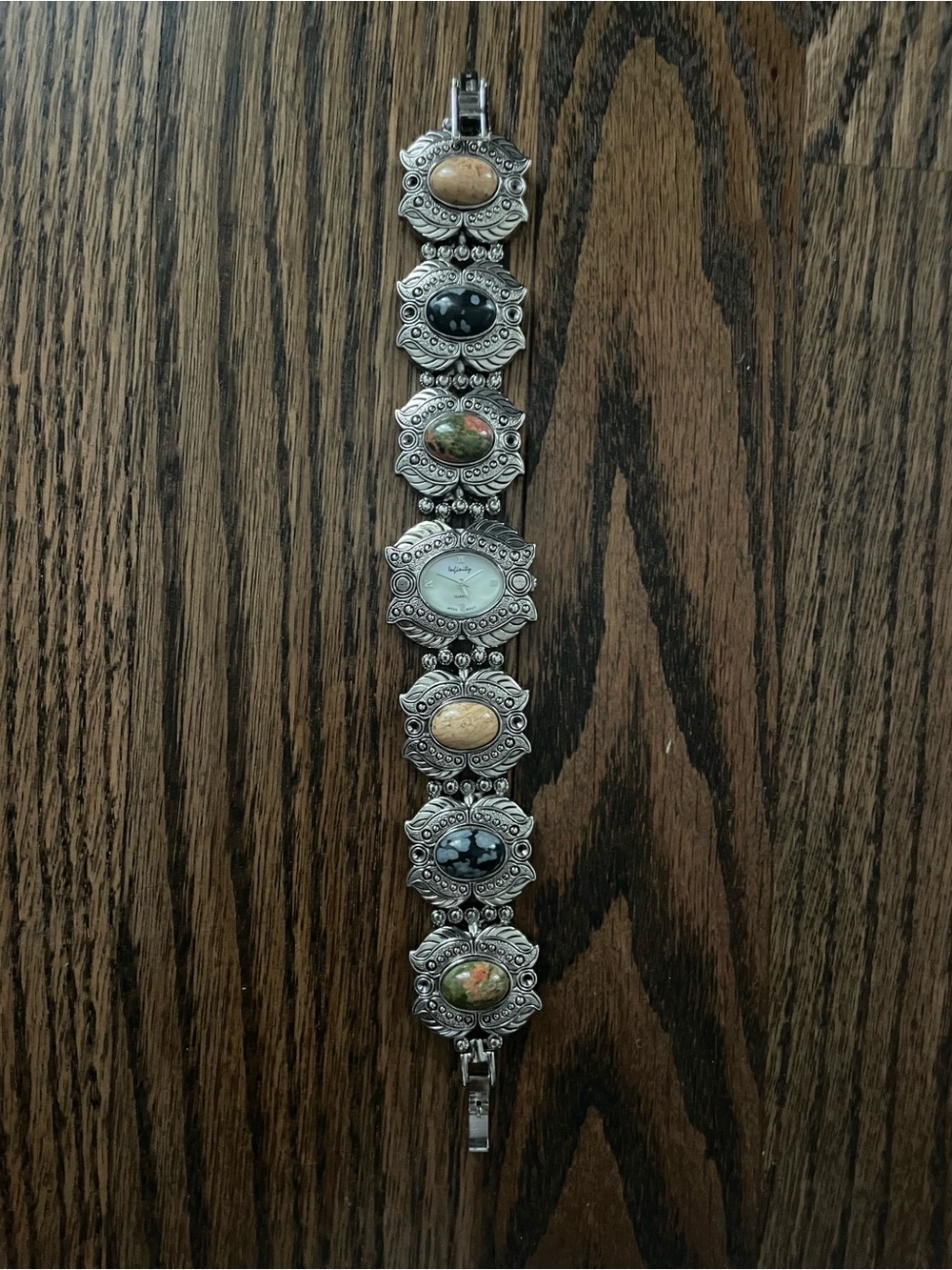 Silver-Tone Multi-Stone Women’s Bracelet Watch - Neutral Stones